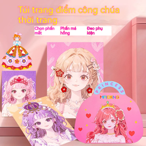Sổ Tay Trang Điểm Dạng Quai Xách - Bộ Đồ Chơi Học Trang Điểm Cho Bé Kèm Tranh Tô Vẽ và Cắt Dán Không độc hại