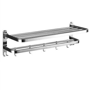 2 Tiers Stainless Steel Bathroom Shelf Shower Towel Rack Toilet Organizer Rack Wall Mounted