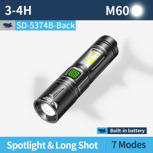 Mỉm cười cá mập sd5374 Đèn pin Led siêu sáng M60 với lõi ngô Đèn Cắm Trại 7mode đỏ trắng ánh sáng Type-C Đèn pin sạc được ánh sáng chiếu sáng ngoài trời chống nước