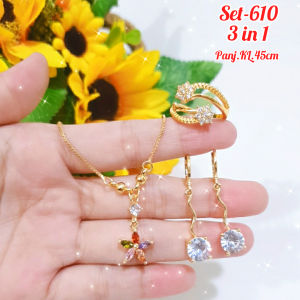 SET PERHIASAN DEWASA 3 IN 1 MOTIF PERMATA/SET-540/SET-610