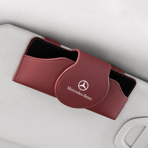 Mercedes Benz Car Leather Glasses Storage Box Sun Visor Sunglasses Holder For EQE EQC W207 W211 W205 W212 W204 W220 W206 W124 W213 W218 W222 CLA CLS GLA GLB GLC GLE GLK Accessories