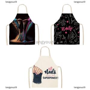 langyouzi9 ลิปสติกทาเล็บผ้ากันเปื้อนสำหรับผู้หญิงผ้ากันเปื้อนสำหรับทำความสะอาดในครัวเรือนผ้ากันเปื้อนผ้าลินินสำหรับร้านเสริมสวยทำอาหารที่บ้านผ้ากันเปื้อนสำหรับผู้ใหญ่