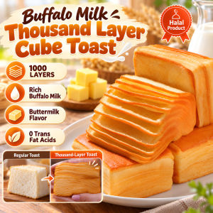 Buffalo Milk Thousand Layer Cube Toast Soft Fluffy Milk Bread Butter Layered Toast Bakery Breakfast Snack