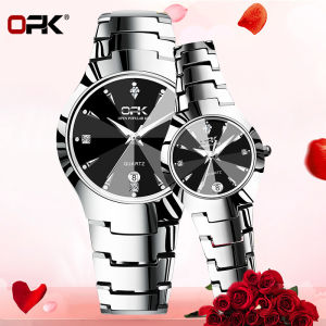 OPK jam tangan couple pasangan ori tahan air kekinian keren korea terbaru import asli Quartz Kalender Besi tahan karat free box