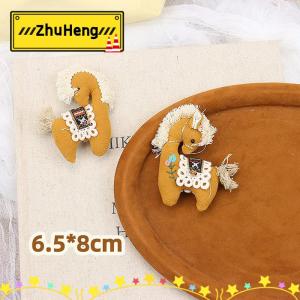 zhuheng Dễ Thương Vải màu hồng kẻ sọc Pony phim hoạt hình thú nhồi bông thêu động vật Trâm accessor cho phụ kiện quần áo
