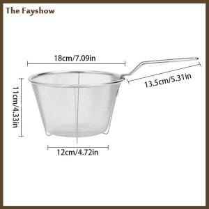 [The Fayshow] Pháp chip chiên Lọc Giỏ thép không gỉ sâu Fry giỏ bếp Vòng Nồi chiên dây lưới với xử lý dây colander lưới