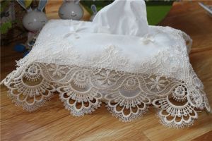 luxury style simple fabric lace embroidery tissue living room bathroom car storage paper towel box