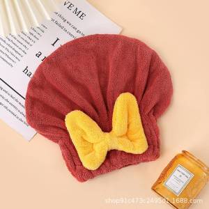 หมวกคลุมผม ผ้าคลุมผม ผ้าขนหนูอาบน้ํา ผูกโบว์ ดูดซับน้ําได้ดี สําหรับผู้หญิง