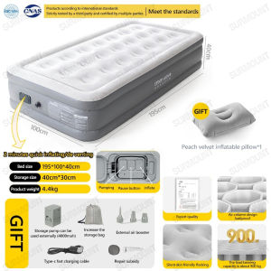 Inflatable mattress with electric air pump outdoor camping moisture-proof bed Foldable portable lazy bed Ergonomic air