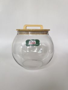 Toples kaca bulat Tutup kayu kintan B ukuran 6 liter seal