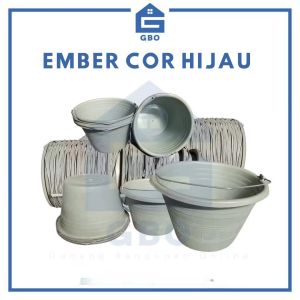 Ember Bangunan Karet Anti Pecah / Ember Cor 14 Inch Warna Hijau - 10 Pcs