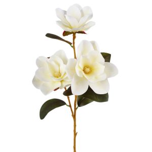 PYA94 Artificial Magnolia Artificial Orchid Flower Branch with Leaves Real Touch Faux Flowers Flower Arrangement Handmade Fake Orchid Flowers Home Office Decor