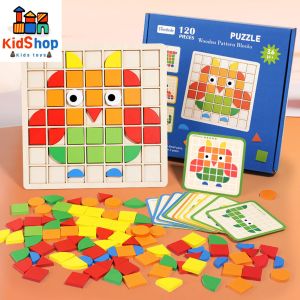 NEW 3D Montessori Geometry Jigsaw Tangram Color Aesthetics Board Baby Early Learning Toys Geometric Shape Block