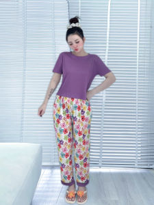 set đồ bộ nữ thun gân viền bèo 4 màu họa tiết quần dễ thương xinh xắn. Phù hợp mọi hoạt động