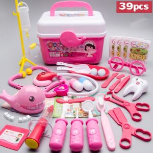 Kids Simulation Doctor Toy Set Tool Pretend Play Medical Box Trolley Box Girl Playing House Nurse Stethoscope Injection Gifts