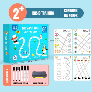 2-6 Years Tracing Workbook Preschool Educational Toys Reusable Childrens Logical Reusable Calligraphy Copybook Handwrite Practice Magic Books Toddler Learning Erasable Pen Logical Thinking Training Dot to Dot