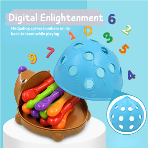 Montessori Math Counting Toy Hedgehog Toy Kid Focus Training Childrens Fine Motor Hand-Eye Coordination Fight Inserted Hedgehog Baby Educational 1-5 Years Old