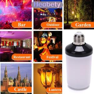 Heabety  1Pc LED ngọn lửa hiệu ứng lửa ánh sáng bóng đèn E27 mô phỏng thiên nhiên nhấp nháy đèn trang trí nội thất