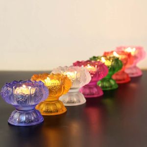 7 colors 1 set Glass Candle Holder Hand Carved Exquisite Heat-Resistant Glass Material