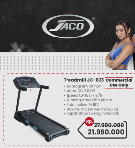 Jaco Treadmill JC-833 Alat Fitness Alat Olahraga Treadmill Multifungsi