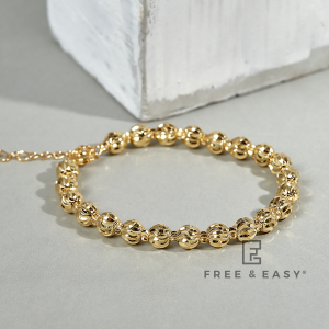 Lắc tay nữ mạ vàng thật 18K Free&Easy tặng têm mã giảm 10K + freeshiplắc bi khắc máy kiểu dáng tinh xảo cao cấp giá rẻ FE.vong247