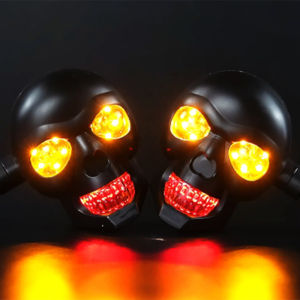 【24 hours delivery】2PC Skull Style LED Turn Signal Motorcycle Direction Lights Flasher Siganl Lamp Moto Taillight LED Indicator Light Driving Light