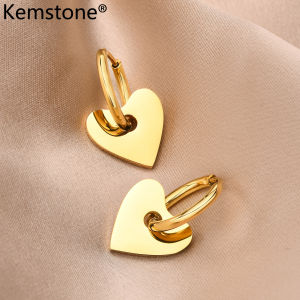 Kemstone Stainless Steel Heart Shape Gold Plated Female Hoop Earrings Jewelry Gift for Women