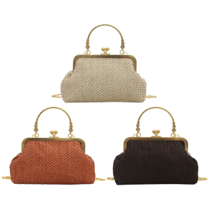 กระเป๋าถือ Hoboes ของผู้หญิงกระเป๋าถือไหล่สานหวานพร้อมกระเป๋าสะพายพาดลำตัวแบบลำลองล็อคจูบพร้อมของขวัญเชือกแบบเอาออกได้