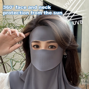 Womens summer cycling mask ice silk seamless full face mask sun protection neck mask summer cycling anti-ultraviolet mask