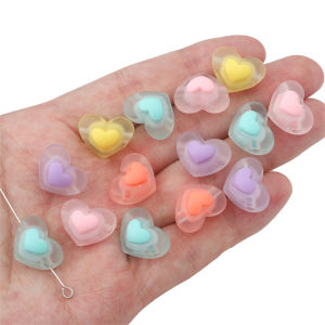 ลูกปัดดอกไม้หัวใจอะคริลิกทำจากพลาสติกสำหรับสร้อยคอพวงกุญแจเครื่องประดับทำเครื่องเพชร DIY