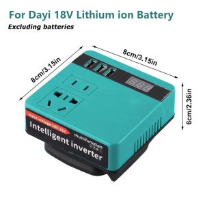 MIRELAE 1Pcs Multifunctional Battery Inverter Dual Plug 18V 20V To 220V Smart Transformer Durable Household Outdoor Work Inverter For Makita For Dewalt For Milwaukee 18V Battery