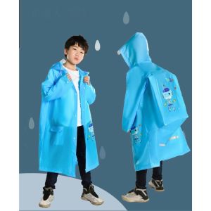 Raincoat For Kids Childrens Backpack Raincoat PVC Waterproof Childrens School Travel 6-15yrs