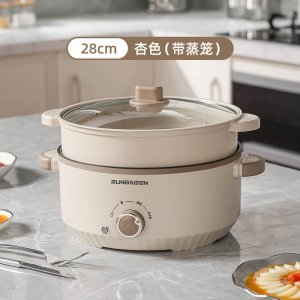 หม้อไฟฟ้า 4.6L กระทะไฟฟ้า มัลติฟังก์ชั่น 28cm อเนกประสงค์ หุงข้าว ต้ม ผัด ทอด อุ่น ตุ๋น นึ่ง ขนาด ครบจบในหม้อเดียวน เคลือบผิว กะทะไฟฟ้า