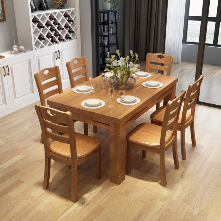 Solid wood dining table rectangular wooden modern minimalist dining ...