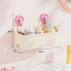 Hodepart ชั้นเก็บของในห้องน้ํา ชั้นวางถ้วยดูดแบบถอดได้ ไม่ต้องเจาะ มีรูระบายน้ํา ความจุขนาดใหญ่