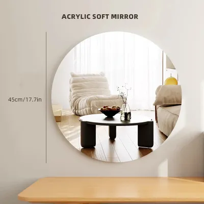 50*50cm HD Acrylic Round Mirror Sticker Wall Self Adhesive Circle Mirror Bathroom Mirror for Living Room Home Decor