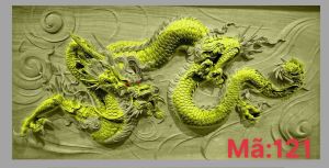 Tranh Cá 3D Dán Hồ Cá Dán Bể Cá Mẫu Rồng Nền Vàng Mã 121