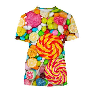 [Local Stock] ZEEMIN Summer Funny T-Shirts Lollipop Candy 3D Print Streetwear Men Women Casual Oversized Short Sleeve T Shirt Male Tees Tops Clothing