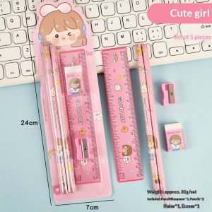 Amila Bộ văn phòng phẩm Phi Hành Gia không gian dễ thương với bút chì thước kẻ tẩy và mài cho đồ dùng học tập cho trẻ em
