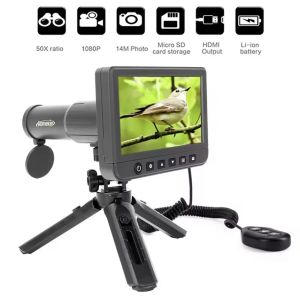 50X กล้องโทรทรรศน์ดิจิตอลขนาด5.0นิ้วหน้าจอ HD 8G เครื่องบันทึกวีดีโอบัตรรูปภาพ SD สำหรับการเดินทางดูนก