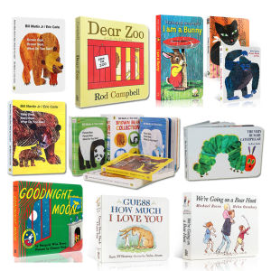 1/4หนังสือภาษาอังกฤษ หนังสือเด็ก หนังสือเด็กเสริมพัฒนาการ Engaging Animal Board Book Story Books For Kids Young Reader Language Development Educational Tool Bedtime Stories Hardcover Eric Carle Caterpillar Book Brown Bear Early Reading Learning Toy Gift