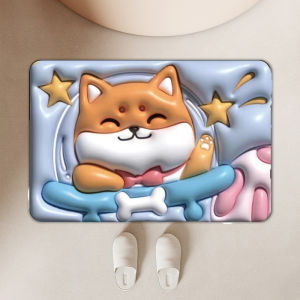 รูปแบบการ์ตูนลายดอกไม้ 3 มิติ พรมปูพื้นห้องน้ํา ห้องครัวพรม 3D พื้นกันลื่นในห้องน้ํา