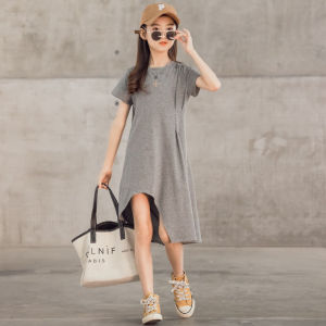 LS Show Teen Girl Dress Shift Dress Long Skirt Maxi Dress Children Under Knees Dress 4-16-year-old Size 120-170cm