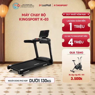 Miễn phí lắp đặt | Máy chạy bộ KINGSPORT K-03 đơn năng tốc độ tối đa 20km/h 24 chương trình luyện tập