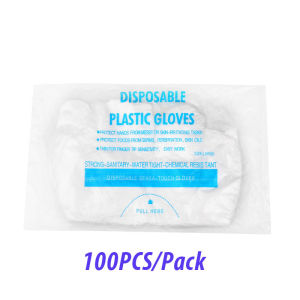 100Pcs Disposable Gloves Transparent Disposable Plastic Gloves Food Grade Kitchen Gloves Waterproof Robust Plastic Glove