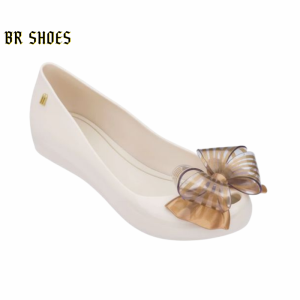 Melissa Official Store Women Shoes Bow decorative flat shoes women casual shoes fish mouth jelly shoes ballet flat shoes soft bottom women shoes