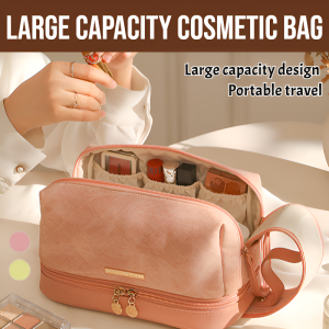 Large Capacity Partition Storage Double-Layer Cosmetic Bag Cosmetics Storage Bag Large Makeup Bag Waterproof Travel Toiletry Storage Bag