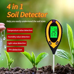 COUPLECOL Màn hình LCD Dụng cụ khảo sát đất 4 trong 1 Màn hình kỹ thuật số Máy kiểm tra đất Cảm biến PH đất Độ chính xác Máy đo PH Dùng cho làm vườn và canh tác cỏ