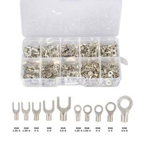 320Pcs 10 In 1 Non-Insulated Ring Fork U-type Brass Terminals Assortment Kit OT/UT Cable Wire Connector Crimp Spade