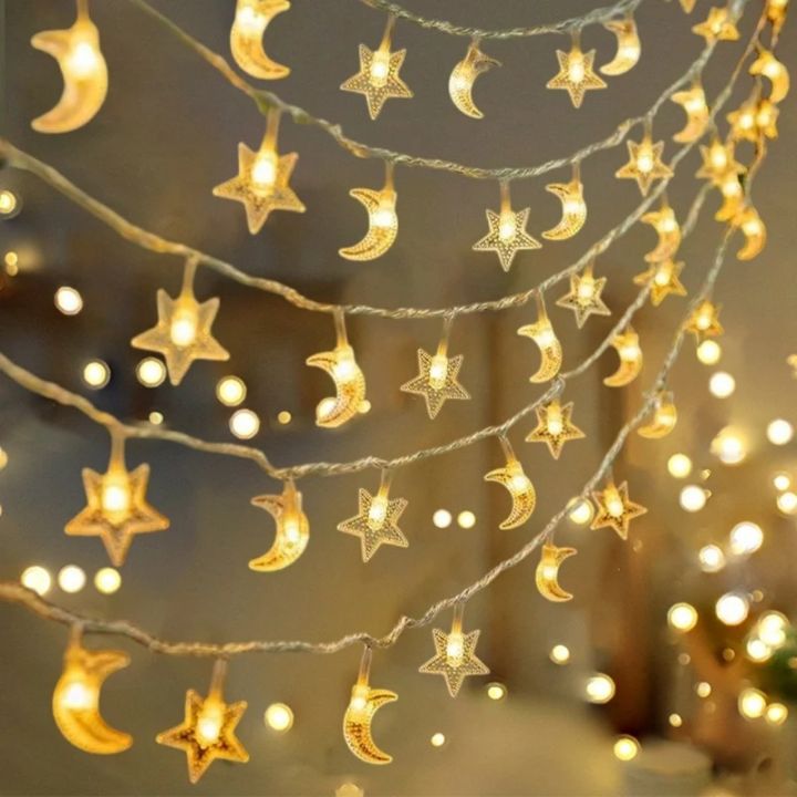 1Pcs Star Moon LED Light String 2025 Eid Mubarak Ramadan Decoration for ...